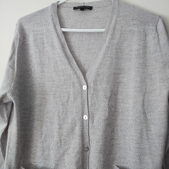 MARLOWE Grey Cashmere Blend Cardigan L - Picture 2 of 5